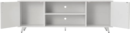 Panana TV Stand, Entertainment Center with 2 Doors and 2 Cubby Storages Cabinets for up to 65 inch for Living Room Bedroom (White, 53.5 inch)