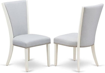 East West Furniture X097VE005-9 9 Piece Dining Table Set Includes a Rectangle Dining Room Table with X-Legs and 8 Grey Linen Fabric Upholstered Chairs, 40x72 Inch, Multi-Color