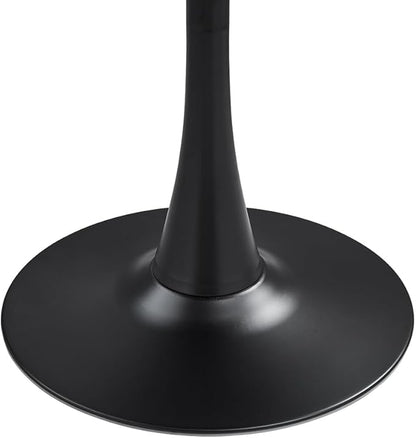 23.4" Tulip Dining Table, Black, Perfect for 2-4 People, Mid-Century Modern Style, Round MDF Top with Sturdy Base for Dining Room, Living Room, Cafe