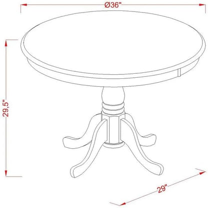East West Furniture ANGA3-ABK-24 3 Piece Dinette Set for Small Spaces Contains a Round Kitchen Table with Pedestal and 2 Black Linen Fabric Parson Dining Chairs, 36x36 Inch, Wirebrushed Black