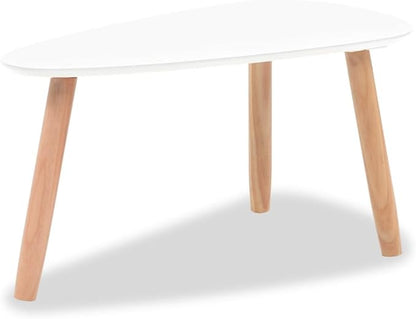 vidaXL Nesting Coffee Table 2 pcs, Side Tables with Solid Pine Wood Legs, Scandinavian Style End Table for Living Room, White
