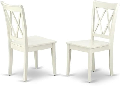 East West Furniture DOCL7-LWH-W 7 Piece Modern Dining Table Set Consist of a Rectangle Wooden Table with Butterfly Leaf and 6 Kitchen Dining Chairs, 42x78 Inch, Linen White