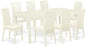 East West Furniture DOIP9-LWH-C 9 Piece Dining Room Furniture Set Includes a Rectangle Kitchen Table with Butterfly Leaf and 8 Linen Fabric Upholstered Chairs, 42x78 Inch, Linen White