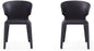 Manhattan Comfort Conrad Mid Century Modern Dining Chairs Woven Tweed Upholstered Kitchen Furniture with Contoured Back, Foam Padding & Metal Legs, Set of 2, Black