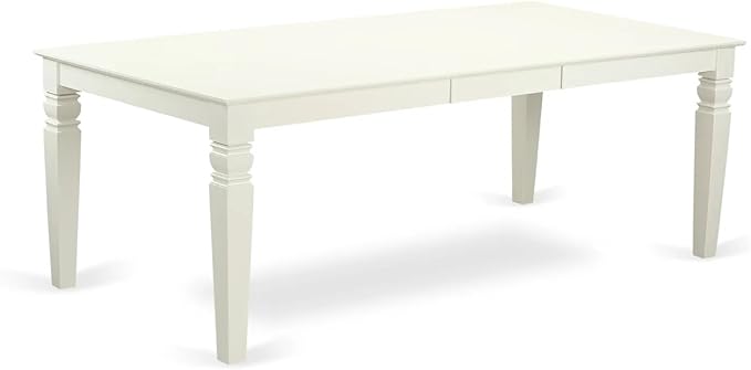 East West Furniture LGDA7-LWH-32 7 Piece Dinette Set Contains a Rectangle Dining Table with Butterfly Leaf and 6 Polyester Fabric Upholstered Chairs, 42x84 Inch, linen white