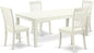 East West Furniture LGDA5-LWH-W 5 Piece Kitchen Table Set for 4 Includes a Rectangle Dining Room Table with Butterfly Leaf and 4 Solid Wood Seat Chairs, 42x84 Inch, Linen White
