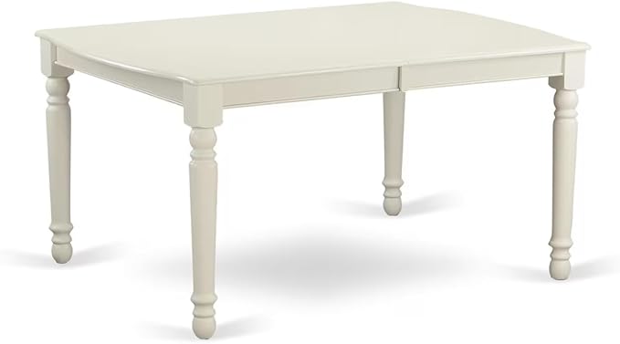 East West Furniture DOIP5-LWH-W 5 Piece Dining Set Includes a Rectangle Dining Table with Butterfly Leaf and 4 Kitchen Chairs, 42x78 Inch, Linen White