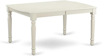 East West Furniture DOIP5-LWH-W 5 Piece Dining Set Includes a Rectangle Dining Table with Butterfly Leaf and 4 Kitchen Chairs, 42x78 Inch, Linen White