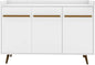 Manhattan Comfort Bradley Buffet Cabinet with Storage, Mid Century Modern Sideboard with 4 Shelves and Soft Close Doors, TV Stand Media Console for up to 50" Screens, 53.54" Long, White