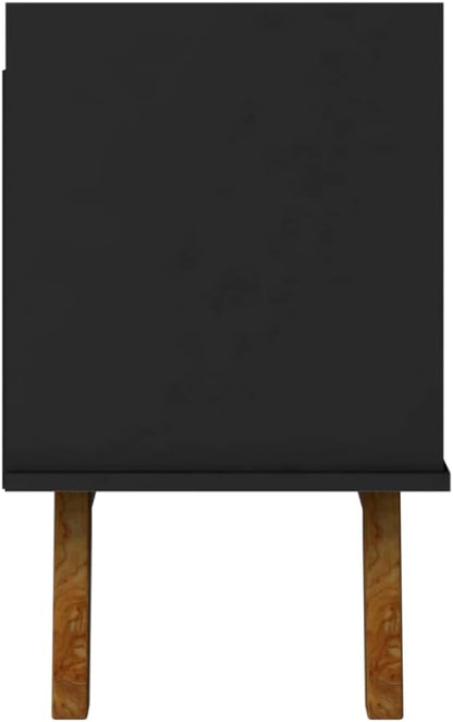Manhattan Comfort Marcus Mid Century Modern 65 Inch TV Stand with Solid Wood Legs, Cable Management, 5 Shelves and Soft Close Doors, Entertainment Center and Media Console for Living Room, Black