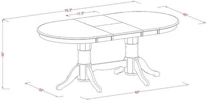 East West Furniture VAAB9-LWH-64 9 Piece Modern Dining Table Set Includes an Oval Wooden Table with Butterfly Leaf and 8 White Faux Leather Parson Dining Chairs, 40x76 Inch, Linen White