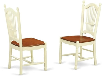 East West Furniture QUDO7-WHI-W 7 Piece Kitchen Table & Chairs Set Consist of a Rectangle Dining Room Table with Butterfly Leaf and 6 Solid Wood Seat Chairs, 40x78 Inch, Buttermilk & Cherry