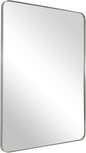 ANDY STAR Brushed Nickel Mirror for Wall, 20”x28” Silver Rectangle Bathroom Mirror, Modern Metal Mirror in Rounded Corner Stainless Steel Frame, 1’’ Deep Set Design Hangs Horizontal Or Vertical