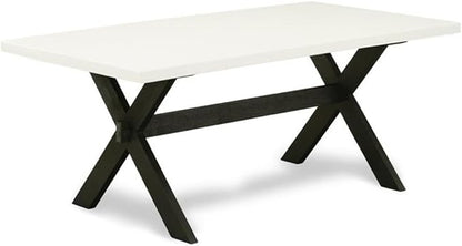 East West Furniture X627DR124-7 7 Piece Dining Room Furniture Set Consist of a Rectangle Dining Table with X-Legs and 6 Black Color Linen Fabric Upholstered Chairs, 40x72 Inch, Multi-Color