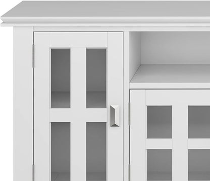 SIMPLIHOME Artisan SOLID WOOD 72 Inch Wide Contemporary TV Media Stand in White for TVs up to 80 Inches, For the Living Room and Entertainment Center