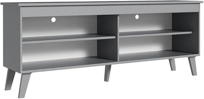 Madesa TV Stand Unit with 4 Shelves and Cable Management for 55, 65 Inch Media 1 Storage Gaming Media Console Living Room and Bedroom Entertainment Center Modern Wooden Television Cabinet - Grey