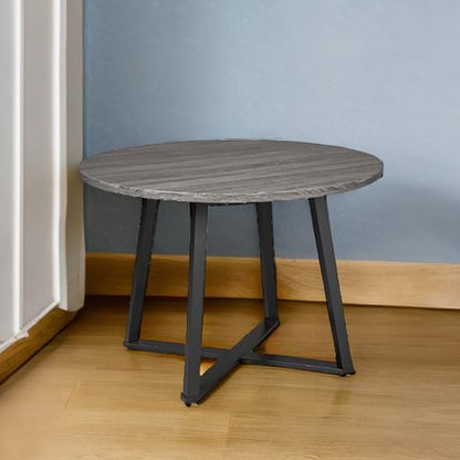 Signature Design by Ashley Centiar Mid Century Round Dining Room Table with Metal Legs, Gray & Black