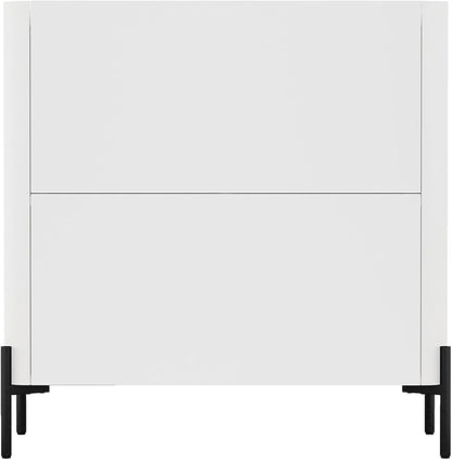 Manhattan Comfort Abbey Accent Cabinet with Doors, Tray Top Design and Adjustable Shelves, Sleek Modern Storage Furniture for Dining Area, Living Room, Bedroom, Entryway, White