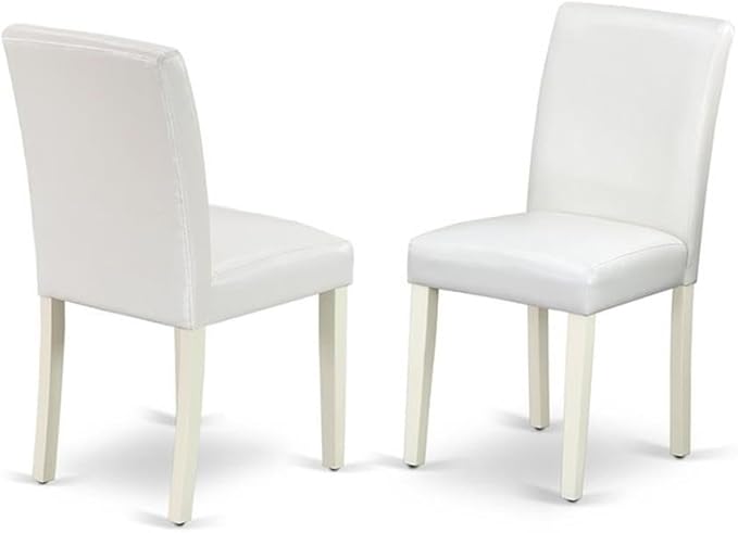 East West Furniture X077AB264-5 5 Piece Modern Dining Table Set Includes a Rectangle Wooden Table with X-Legs and 4 White Faux Leather Parsons Dining Chairs, 40x72 Inch, Multi-Color