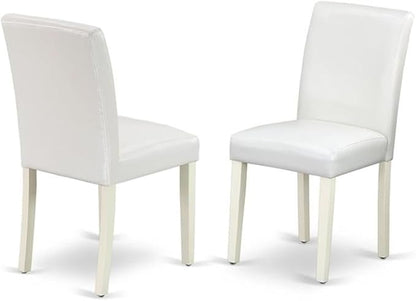 East West Furniture X077AB264-5 5 Piece Modern Dining Table Set Includes a Rectangle Wooden Table with X-Legs and 4 White Faux Leather Parsons Dining Chairs, 40x72 Inch, Multi-Color