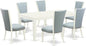 East West Furniture LGVE7-LWH-15 7 Piece Kitchen Table & Chairs Set Consist of a Rectangle Butterfly Leaf Dining Table and 6 Baby Blue Linen Fabric Parson Chairs, 42x84 Inch, Linen White