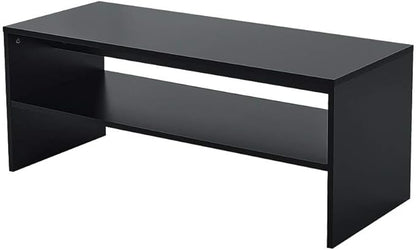 Panana 2-Tier Coffee Table Simple Couch Sofa Side End Table Tea Accent Table for Living Room Office, 39.4" x 15.7" x 15.7" (Black)