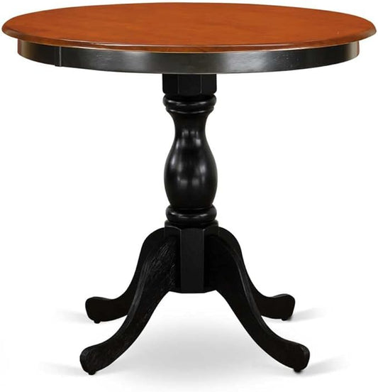 East West Furniture ESDL3-BCH-W 3 Piece Dinette Set for Small Spaces Contains a Round Dining Table with Pedestal and 2 Dining Chairs, 30x30 Inch, Black & Cherry