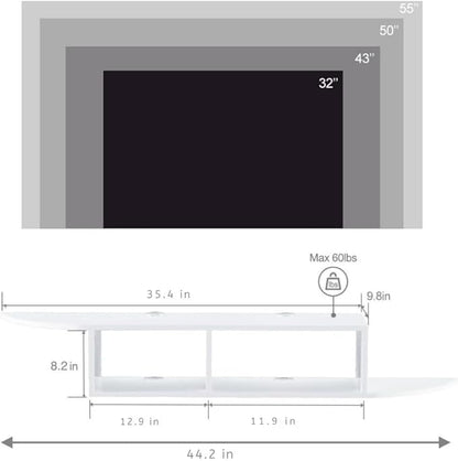 GHC Floating TV Stand, Wall Mounted Entertainment Center and Cabinet Shelf, TV Console with Storage, Media Console for DVD Player, Space-Saving Under TV Shelf for Bedroom, Living Room (White)
