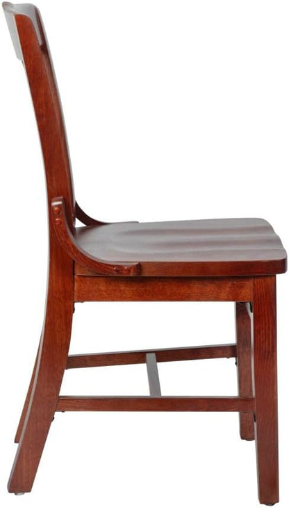 Flash Furniture Hercules Series School House Back Wood Restaurant Chair, Classic Armless Dining Chair for Restaurants/Kitchens, Mahogany Wood Finish