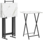 HOOBRO Folding TV Tray Tables, Set of 4 TV Trays with Storage Rack, Industrial Side Table for Eating at Couch, Foldable Snack Table for Small Space, Easy Assembly, White and Black BW50BZ01