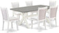 East West Furniture X097MZ001-7 7 Piece Modern Dining Table Set Consist of a Rectangle Wooden Table with X-Legs and 6 Cream Linen Fabric Parson Dining Chairs, 40x72 Inch, Multi-Color