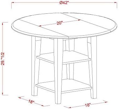 East West Furniture SUNI5-BCH-LC 5 Piece Dining Table Set for 4 Includes a Round Kitchen Table with Dropleaf & Shelves and 4 Faux Leather Kitchen Dining Chairs, 42x42 Inch, Black & Cherry