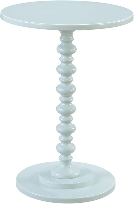 Convenience Concepts Palm Beach Spindle 17.75" Traditional Round End Living Room, Turned Solid Wood Side, Classic Display Pedestal Table, Sea Foam Blue