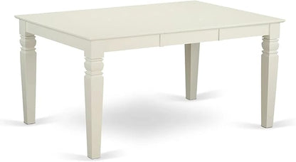 East West Furniture LGDA7-LWH-13 7 Piece Kitchen Set Consists of a Rectangle Dining Table with Butterfly Leaf and 6 Polyester Fabric Padded Chairs, linen white