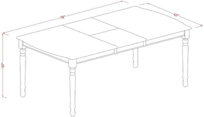 East West Furniture DOAN7-WHI-W 7 Piece Kitchen Table Set Consist of a Rectangle Dining Table with Butterfly Leaf and 6 Dining Room Chairs, 42x78 Inch, Buttermilk & Cherry