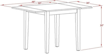 East West Furniture NDAV5-OAK-W 5 Piece Dining Table Set for 4 Includes a Rectangle Kitchen Table with Dropleaf and 4 Dinette Chairs, 30x48 Inch, Oak