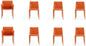 Manhattan Comfort Paris 8-Piece Leather Dining Chair and Armchair Set, Upholstered in Luxurious Saddle Material, Metal Frame, Ideal for Industrial and Coastal Homes, No Assembly, Coral