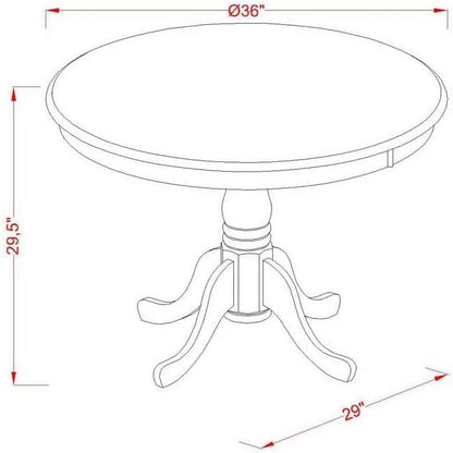 East West Furniture AMPF3-BCH-W 3 Piece Dining Table Set for Small Spaces Contains a Round Kitchen Table with Pedestal and 2 Dining Room Chairs, 36x36 Inch, Black & Cherry