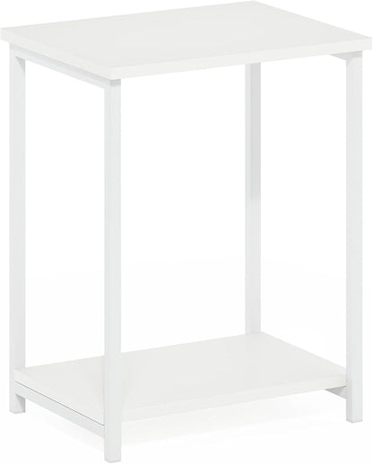 Furinno Simplistic Industrial Metal Frame End Table, 1-Pack, White/White