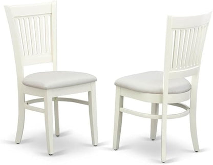 East West Furniture LGVA9-LWH-C 9 Piece Dining Set Includes a Rectangle Dining Room Table with Butterfly Leaf and 8 Linen Fabric Upholstered Kitchen Chairs, 42x84 Inch, Linen White