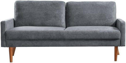 Kent Velvet Sofa, European Style with Sleek Design, Modern & Vintage Flair, Upholstered 3 Seater Couch, Chic Living Room Furniture Seating for Home, Apartment or Office, Grey