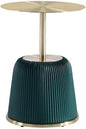 Manhattan Comfort Anderson Modern 15.75" Round End Tables 1.0 - Elegant Leatherette Upholstered Base with Pleated Design & Gold Steel Tabletop, Fully Assembled Accent Furniture, Set of 1, Green