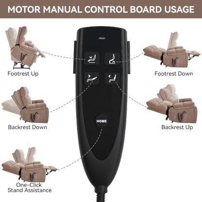 Dual Motor Power Lift Recliner Chair, 8 Positions Vibration Massage Recliner Chair, Chenille Fabric Recliner with Cup Holder, Vibration Massage and Lumbar Heating for Adults and Elderly, Brown