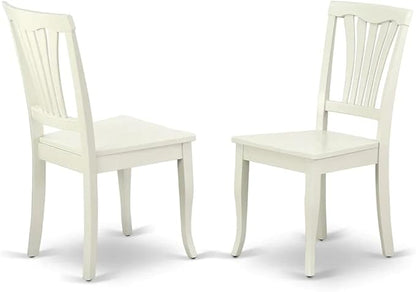 East West Furniture DMAV3-LWH-W 3 Piece Dining Room Table Set Contains a Round Dining Table with Dropleaf and 2 Wood Seat Chairs, 42x42 Inch, Linen White