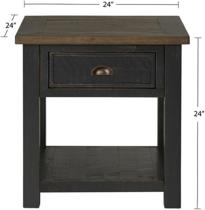Martin Svensson Home Solid Wood End Table, Black with Brown Top