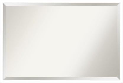 Amanti Art White Bathroom Mirror for Over Sink, 26x38 Svelte White Rectangle Vanity Mirror, Large Modern Contemporary Wood Frame, Hangs Horizonally and Vertically, Bathroom Wall Decor, Beveled Edge