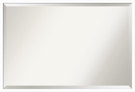 Amanti Art White Bathroom Mirror for Over Sink, 26x38 Svelte White Rectangle Vanity Mirror, Large Modern Contemporary Wood Frame, Hangs Horizonally and Vertically, Bathroom Wall Decor, Beveled Edge