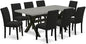 East West Furniture X697AB624-9 9 Piece Dining Room Table Set Includes a Rectangle Kitchen Table with X-Legs and 8 Black Color Linen Fabric Parsons Dining Chairs, 40x72 Inch, Multi-Color