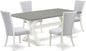 East West Furniture X097VE005-5 5 Piece Dining Room Table Set Includes a Rectangle Dining Table with X-Legs and 4 Grey Linen Fabric Upholstered Parson Chairs, 40x72 Inch, Multi-Color