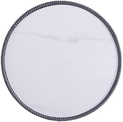 Manhattan Comfort Anderson Modern 18" Round End Table 2.0 | Ceramic Marble Tabletop, Elegant Pleated Leatherette Design & Gold Stainless Steel Base, Fully Assembled Accent Furniture, Set of 1, Grey